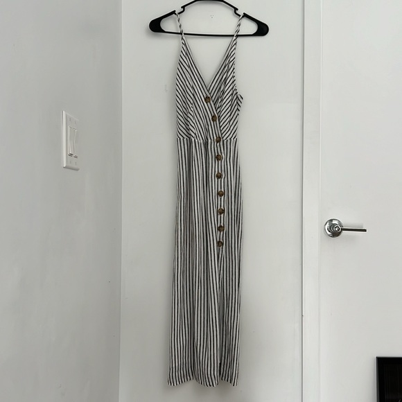 NWOT Urban Outfitters Amber Striped Linen Button-Through Wrap Midi Dress -  mordernwear.com